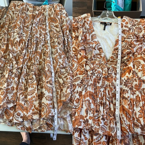 Maje Paisley Ruffled Maxi Dress Orange - Picture 11 of 12